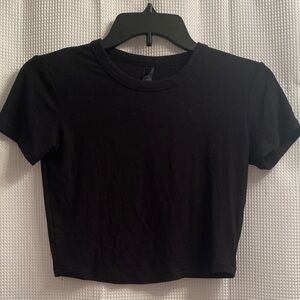 SKIMS Black Ribbed Short Sleeve Crop Tee